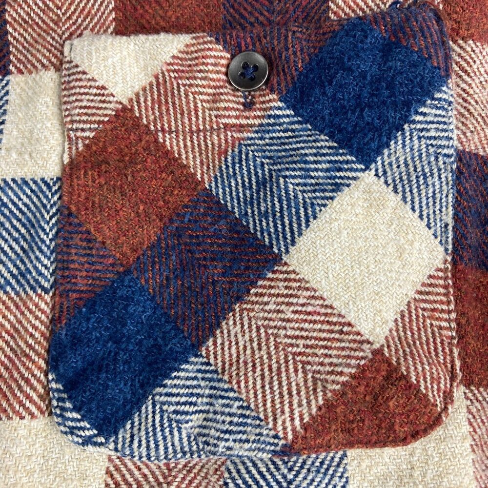 Flag & Anthem Men’s L Flannel Shirt Plaid Button Down Blue Brown - Picture 5 of 10